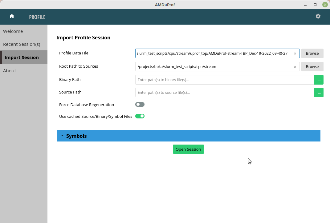 import profile session