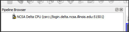 Pipeline browser showing successful connection to Delta.