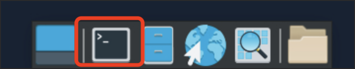 OOD Desktop app with the terminal emulator icon at the bottom of the screen highlighted.