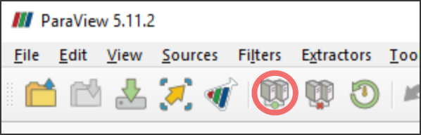 Close-up view of the server Connect button.